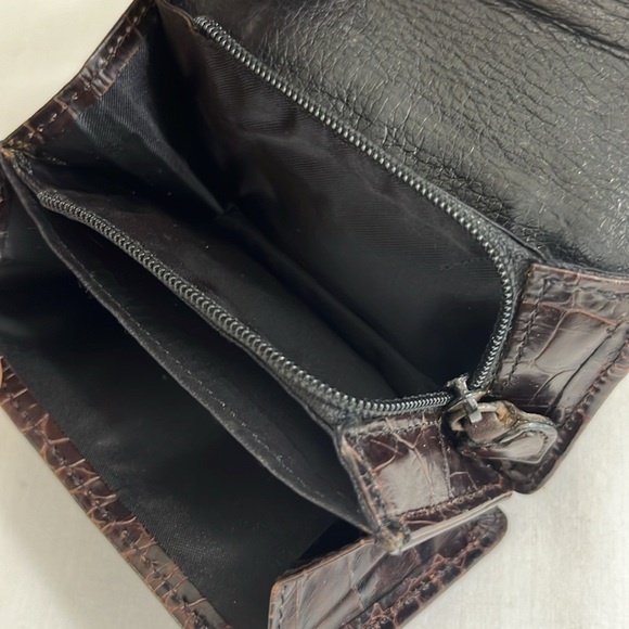 Vintage Brighton Wallet Croc Embossed Leather, Brown Envelope Style - Picture 12 of 15